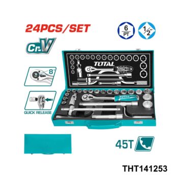 TOTAL boite à cle douille 1/2 24 pcs THT141253