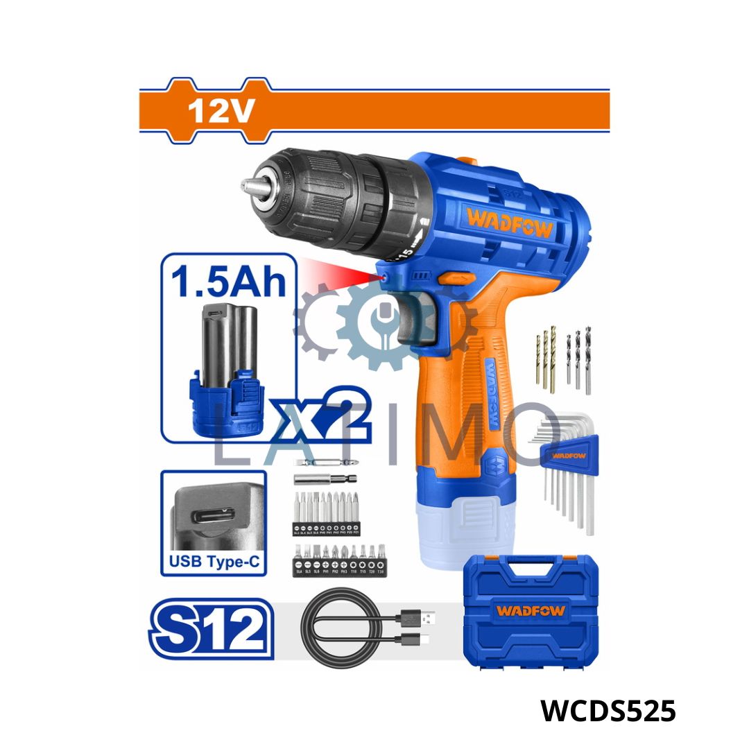 WADFOW visseuse perceuse 12v 1.5ah WCDS525 Visseuse perceuse 12v 1.5ah-Wadfow
