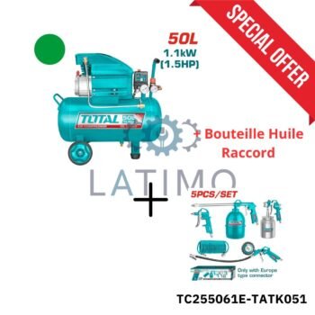 Total pack compresseur 50l + jeu de 5 pcs goude haut TC255061E-TATK053