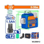WADFOW niveau laser 3d 30m 12 lignes avec batterie 12v WLE8M12