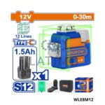 Niveau laser 3d 30m 12 lignes avec batterie 12v-Wadfow