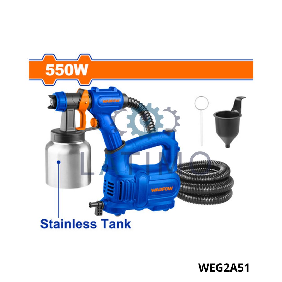 WADFOW pistolet de peinture tasse acier inoxydable 550w WEG2A51 Pistolet de peinture tasse acier inoxydable 550w-Wadfow