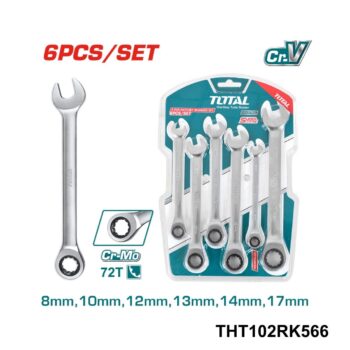 TOTAL Jeux de 6 cle mixte a cliquet THT102RK566