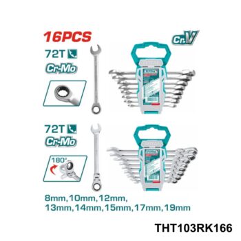 TOTAL jeu 16 cles mixtes THT103RK166