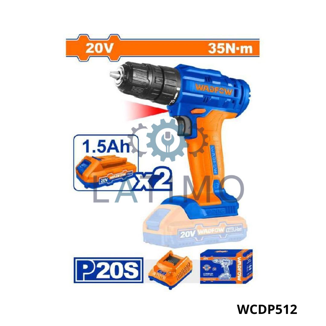 WADFOW Visseuse 35nm 20v 1.5ah WCDP512 Visseuse 35nm 20v 1.5ah-Wadfow