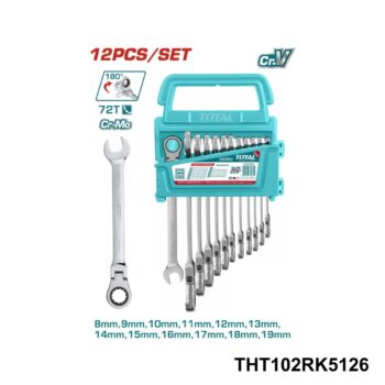 TOTAL Jeux de 24 pcs cle mixte a cliquet 1/2 THT102RK5126