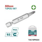 TOTAL Jeu 10 embouts visseuse simple ph2 50mm TAC16PH223