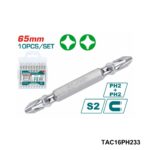 TOTAL Jeu 10 embouts ph2 65mm double 2 TAC16PH233