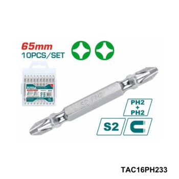 TOTAL Jeu 10 embouts ph2 65mm double 2 TAC16PH233