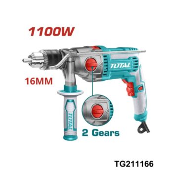 TOTAL Perceuse a percussion 1100w 16mm + charbon TG211166