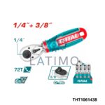 Manche a cliquet court 1/4+3/8-Total