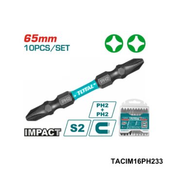 TOTAL Jeu 10 embouts ph2 65mm double 1 TACIM16PH233