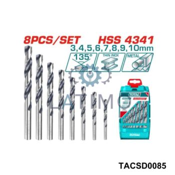 TOTAL Jeu 8 meche metal inox mince TACSD0085