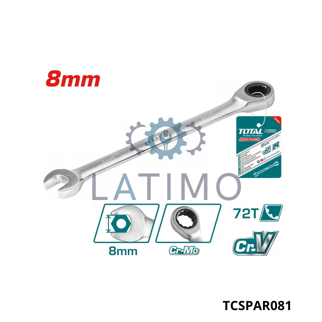 TOTAL Cle mixte a cliquet 08mm TCSPAR081 Cle mixte a cliquet 08mm-Total