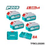 TOTAL Pack 4 batterie 5ah + chargeur 8a TFBCLI20285