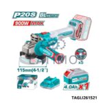 TOTAL Meule angulaire a/b 20v +charbon TAGLI261521