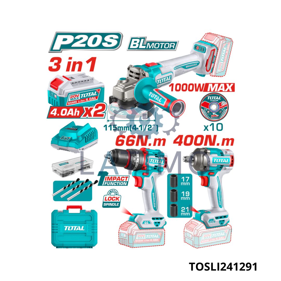 TOTAL Pack electroportatif 3en1 TOSLI241291 Pack electroportatif 3en1-Total