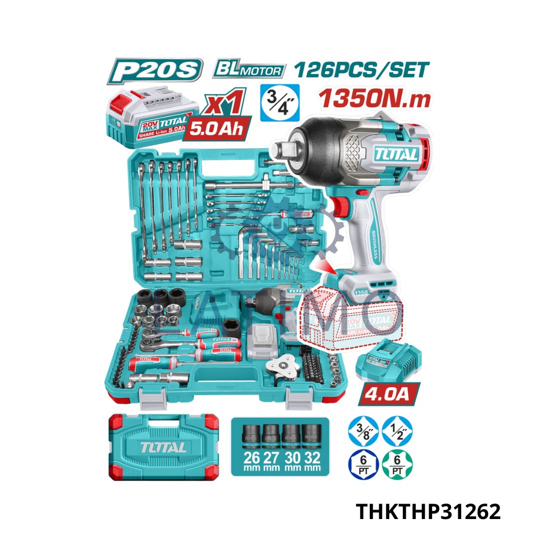 TOTAL kit cle a choc 1350nm 126 pcs THKTHP31262 kit cle a choc 1350nm 126 pcs-TOTAL