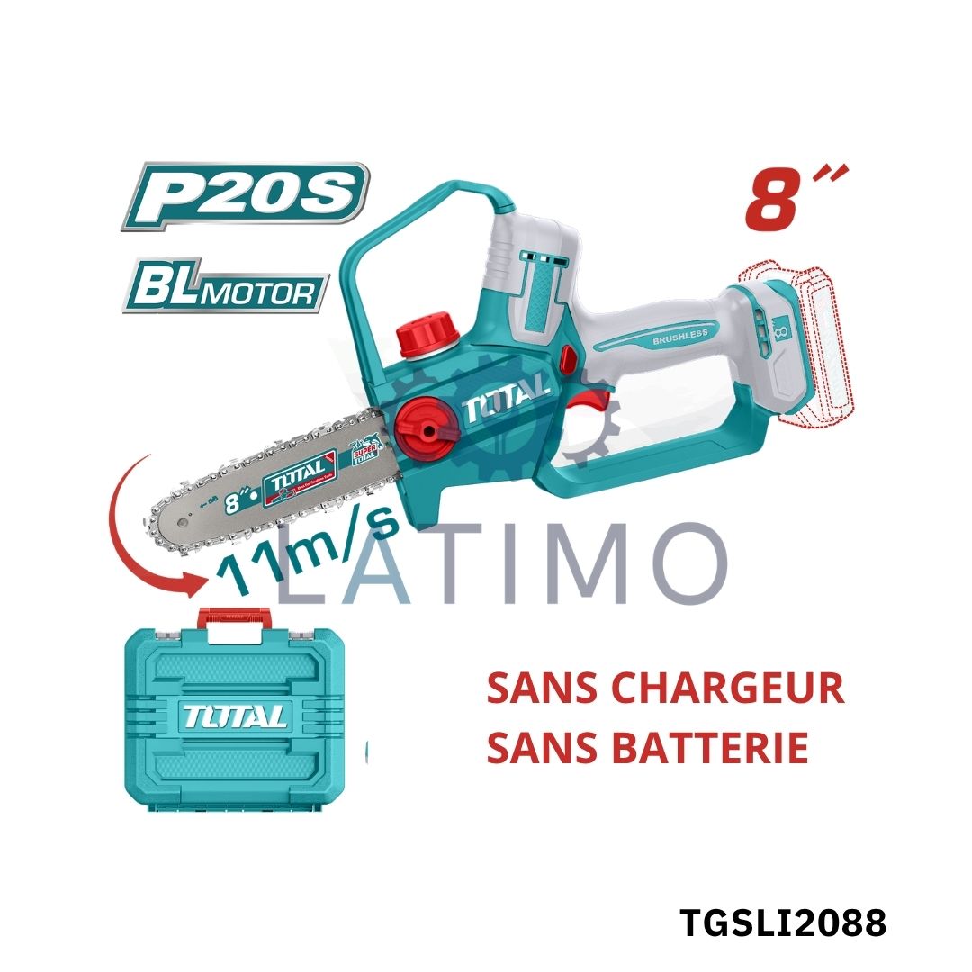 TOTAL Scie a chaine 8 pouce sans batterie sans chargeur TGSLI2088 TOTAL Scie a chaine 8 pouce sans batterie sans chargeur TGSLI2088
