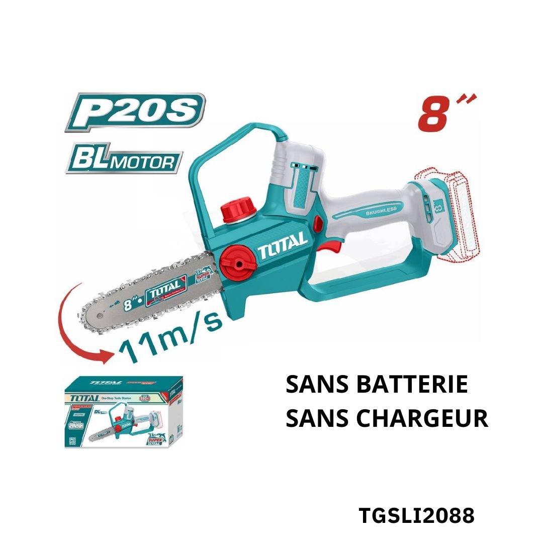 TOTAL Scie a chaine 8 pouce sans batterie sans chargeur TGSLI2088 TOTAL Scie a chaine 8 pouce sans batterie sans chargeur TGSLI2088