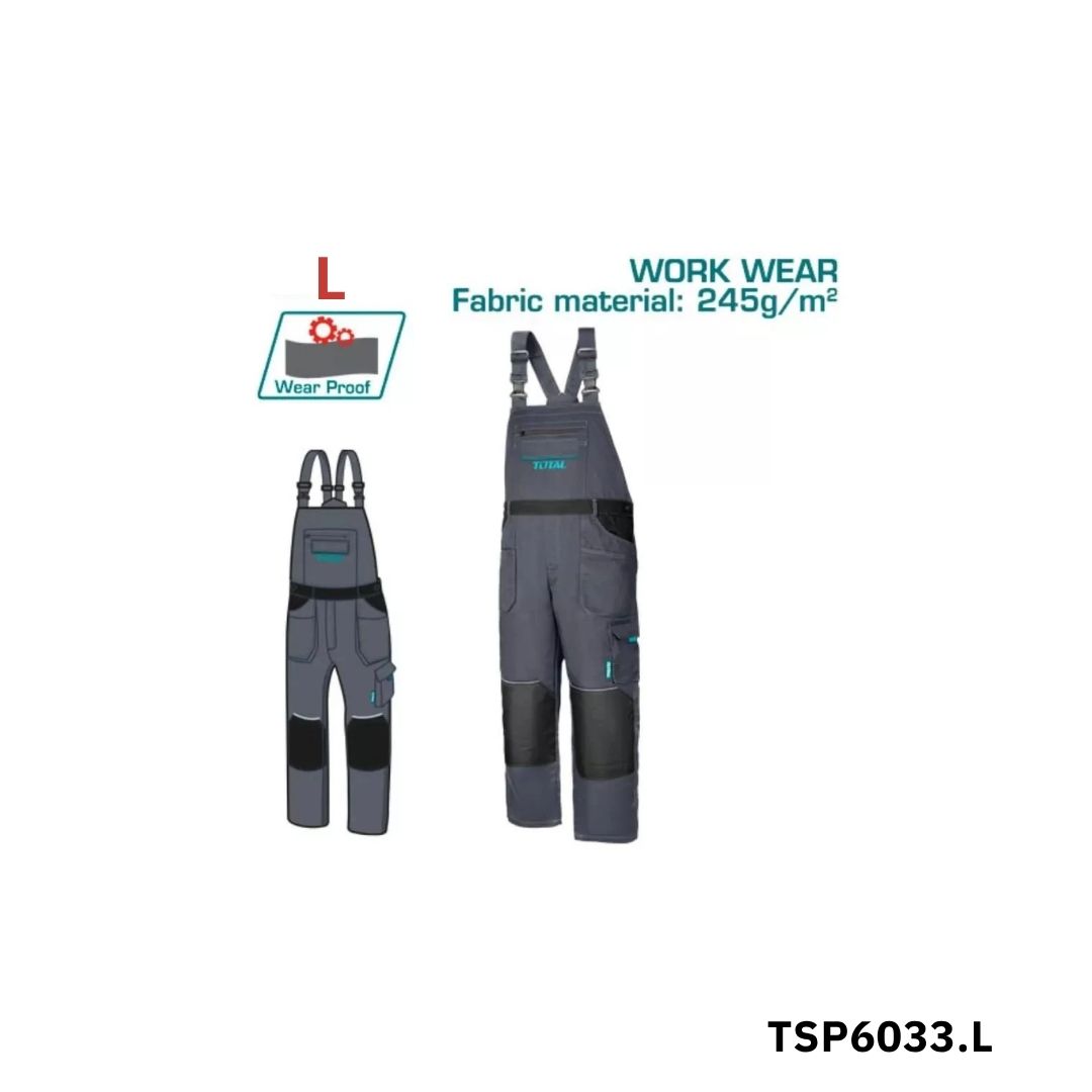 TOTAL Salopette coton polyster grix l TSP6033.L TOTAL Salopette coton polyster grix l TSP6033.L