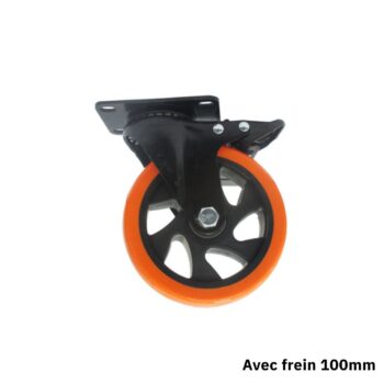 LATIMO Roue pivotante pvc 100mm avec frein ART03459
