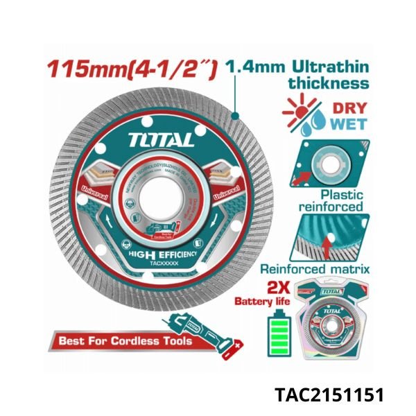 TOTAL Disque diamant a beton 115mm TAC2151151 TOTAL Disque diamant a beton 115mm TAC2151151