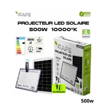 GAPE Projecteur led solaire rechargeable 500w