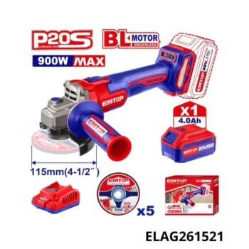 EMTOP Meuleuse a batterie 20v 4ah + 5 disques ELAG261521