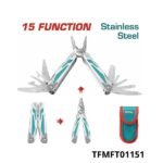 TOTAL Pince Multifonction Pliable 15 Fonctions Acier Inoxydable TFMFT01151