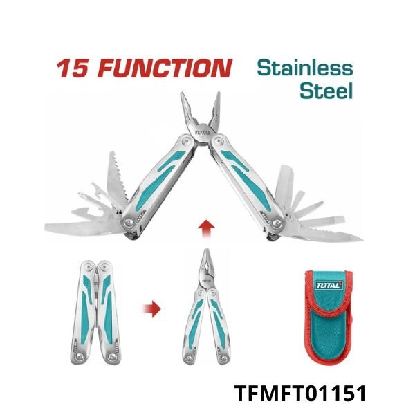 TOTAL Pince Multifonction Pliable 15 Fonctions Acier Inoxydable TFMFT01151 TOTAL Pince Multifonction Pliable 15 Fonctions Acier Inoxydable TFMFT01151