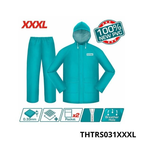 TOTAL Veste Et Pantalon Imperméable PVC Capuche XXXL Poches THTRS031XXXL TOTAL Veste Et Pantalon Imperméable PVC Capuche XXXL Poches THTRS031XXXL
