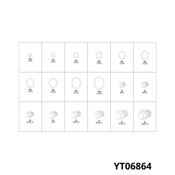 YATO Assortiment de 534 vis et joints de carter d'huile YT06864 YATO Assortiment de 534 vis et joints de carter d'huile YT06864