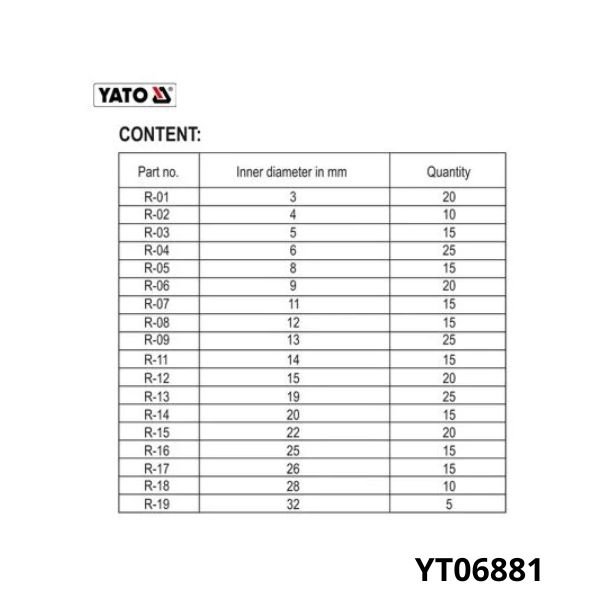 YATO Assortiment 300 circlips interieur YT06881 YATO Assortiment 300 circlips interieur YT06881