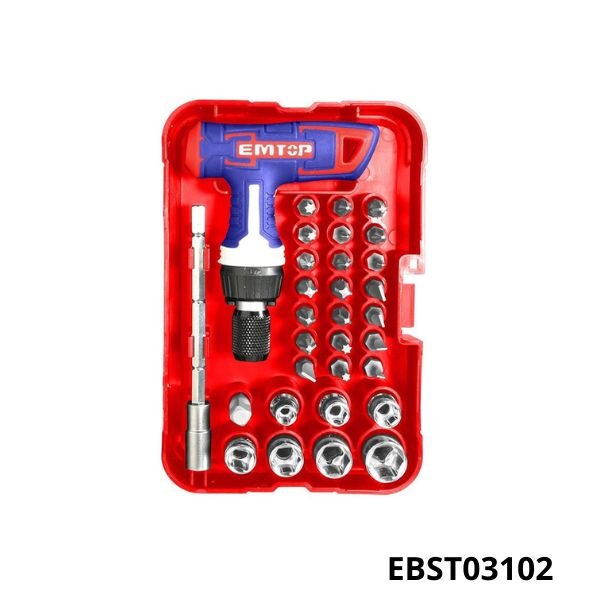 EMTOP Jeu de 31 tournevis cliquet EBST03102 EMTOP Jeu de 31 tournevis cliquet EBST03102