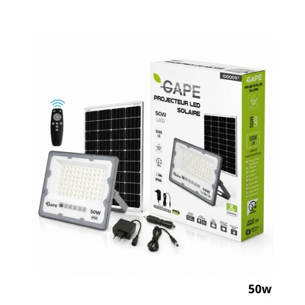 GAPE Projecteur led solaire 50w rechargeable ART050W GAPE Projecteur led solaire 50w rechargeable ART050W
