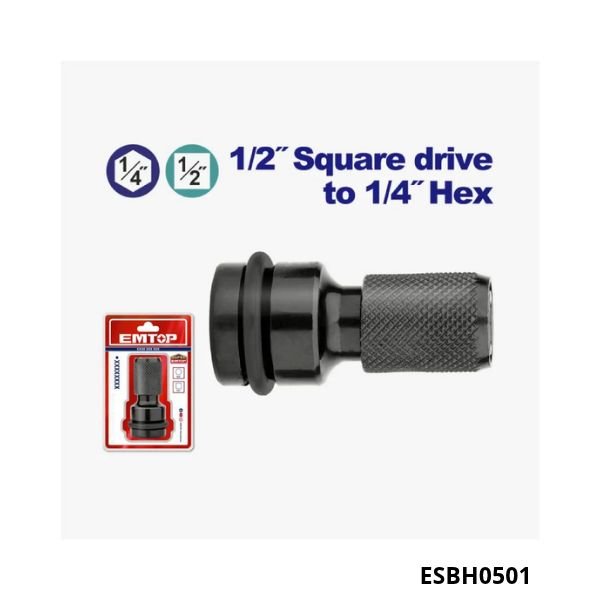 EMTOP Adaptateur 1/2 caree vers 1/4 hex ESBH0501 EMTOP Adaptateur 1/2 caree vers 1/4 hex ESBH0501