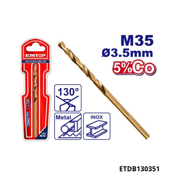 EMTOP Meche acier m35 hss 3.5mm ETDB130351 EMTOP Meche acier m35 hss 3.5mm ETDB130351