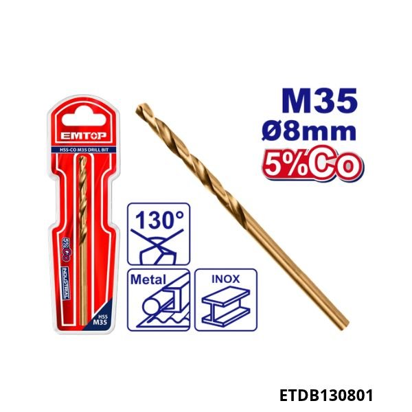 EMTOP Meche acier m35 hss 8mm ETDB130801 EMTOP Meche acier m35 hss 8mm ETDB130801