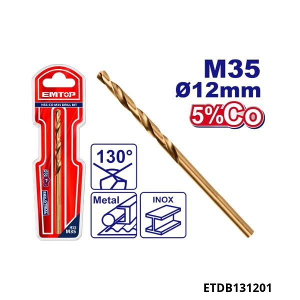 EMTOP Meche acier m35 hss 12mm ETDB131201 EMTOP Meche acier m35 hss 12mm ETDB131201