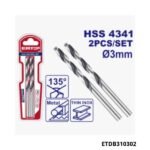 EMTOP Jeu de 2 meches metal hss 3mm ETDB310302