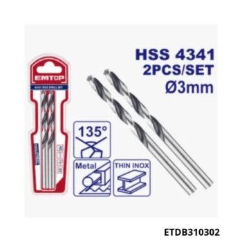 EMTOP Jeu de 2 meches metal hss 3mm ETDB310302