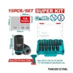 TOTAL Coffret de douilles à chocs 15 pcs THKISD12158L