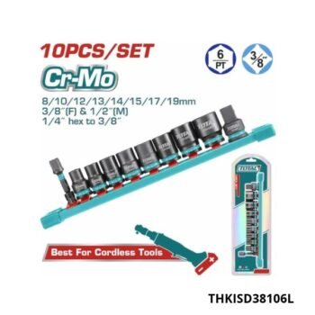 TOTAL Jeu de douilles à choc longues 3/8 THKISD38106L