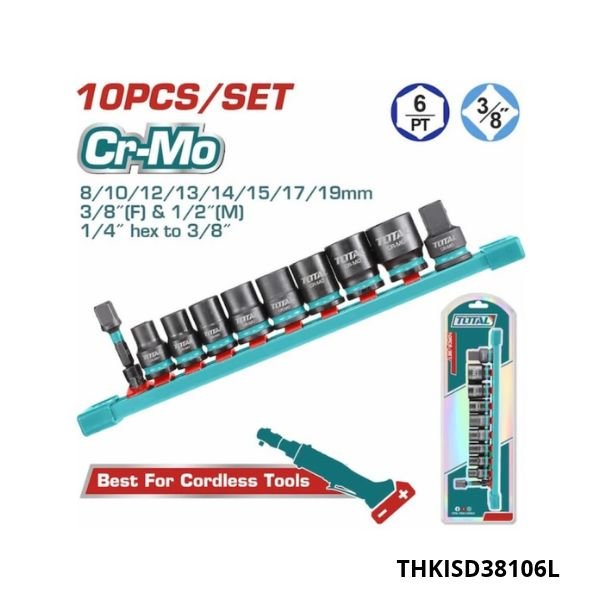 TOTAL Jeu de douilles à choc longues 3/8 THKISD38106L TOTAL Jeu de douilles à choc longues 3/8 THKISD38106L